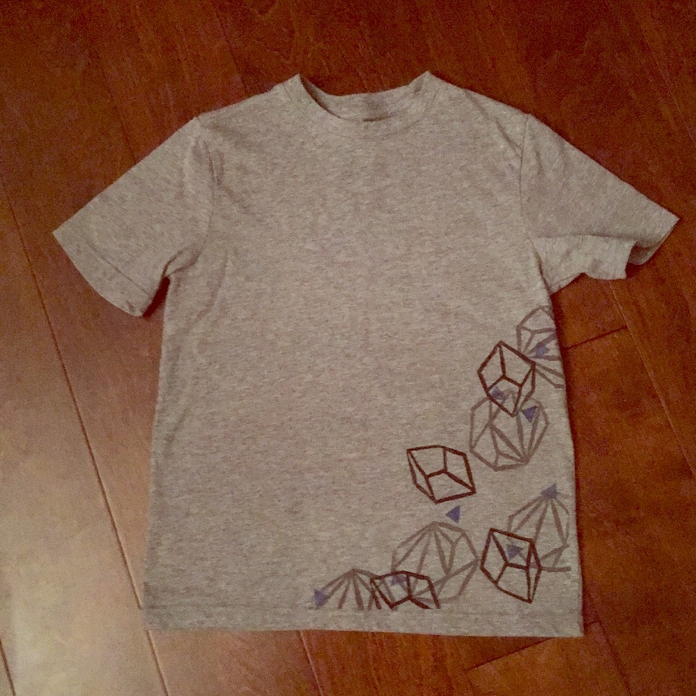 One of a kind hand block printed boys tee